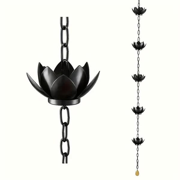Sort Lotus Regnkæde - Elegant Udendørs Have Hængende Kæde til Dekorativ Dræning