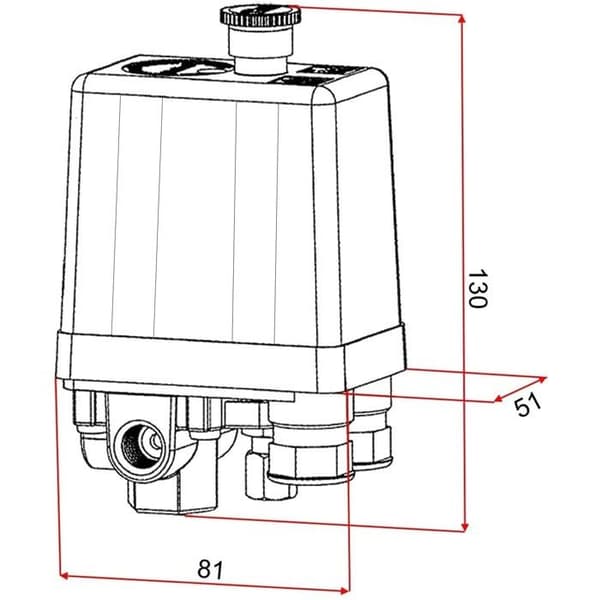 Luftkompressor trykafbryder med 4 porte, 90-125 PSI, 240 V, 12 mm (1/4\")