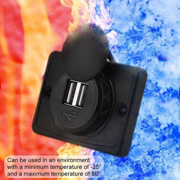 12V USB Panelmonteret Strømadapter til 12V USB-stik, 3.1A Vandtæt DC12V/24V Bilopladerstik