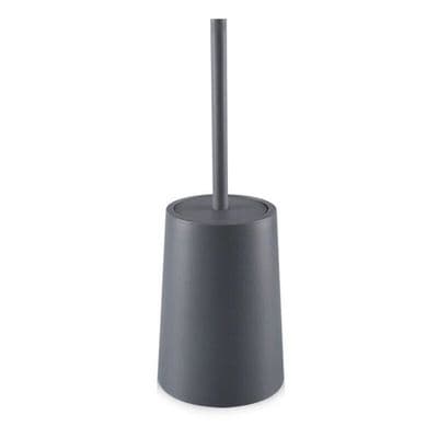 Grå designer toiletbørste med plastholder til badeværelset, dimensioner 37x18x13 cm