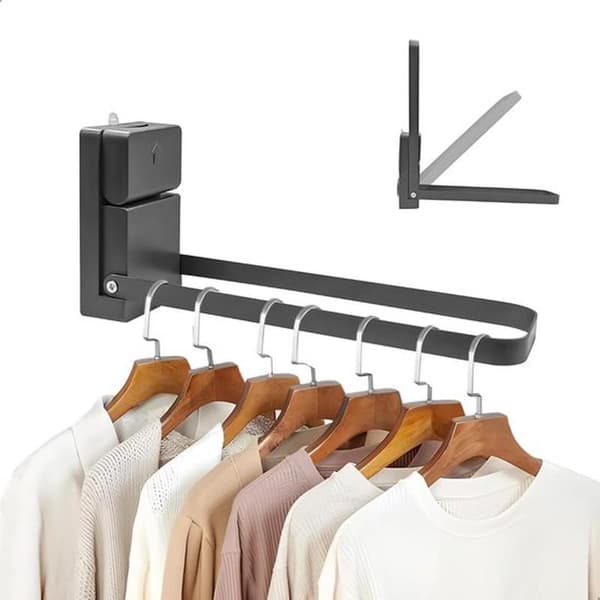 Clothes Rail, Wall Clothes Hanger, Foldable Suction Cup Hanger, 6.5×10.7×22.5cm, No Drill Installation, Foldable & Double Rod, Space-Saving