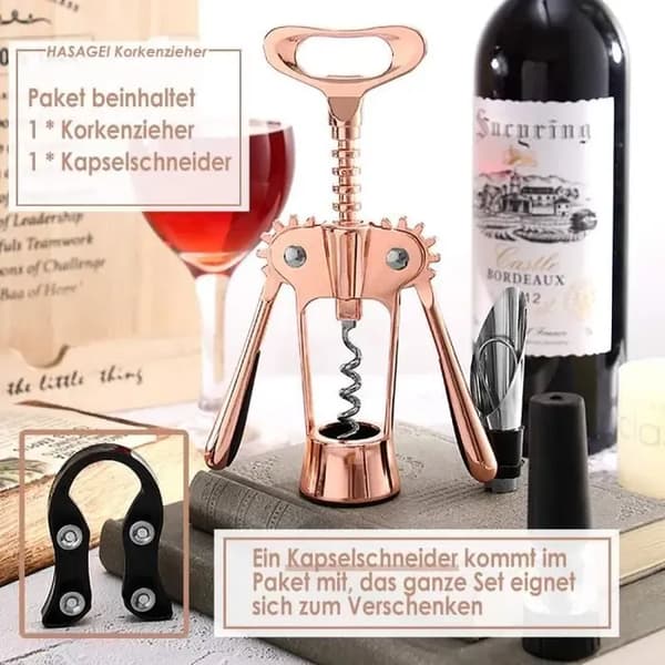 Hasagei Multifunktionel proptrækker i zinklegering til vin- og ølflasker [450]