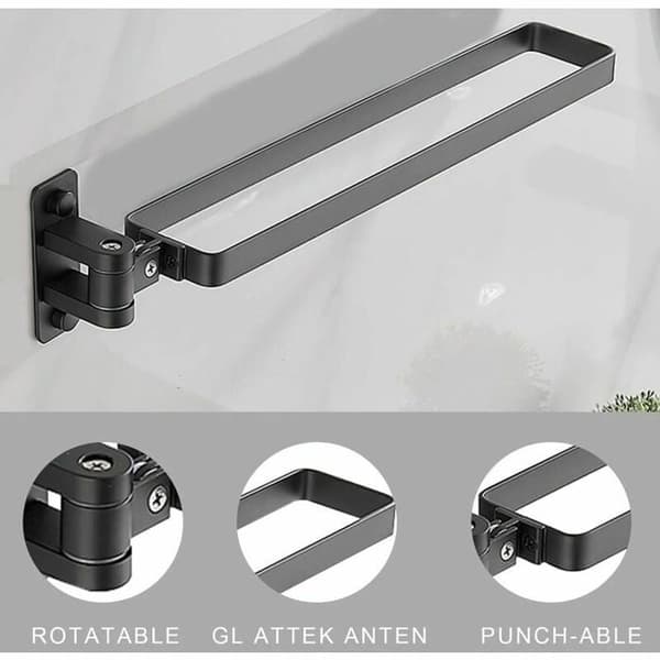 Veggmontert svingbar håndklestativ - 304 rustfritt stål - svart - moderne design