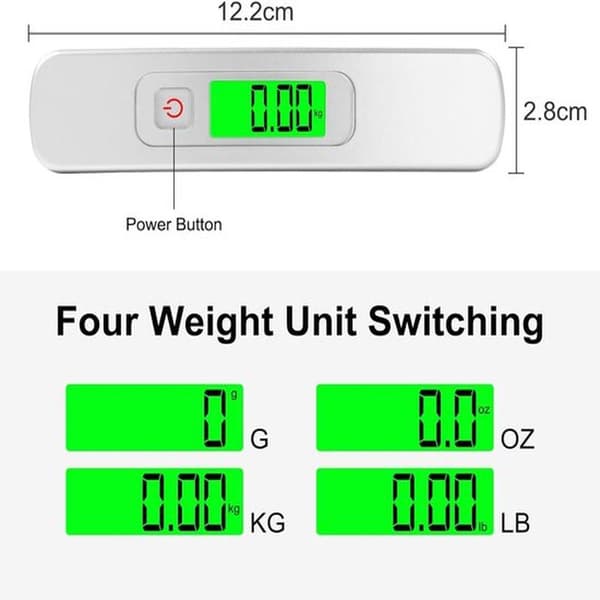 Electronic Luggage Scale | Portable Digital Scale, Max 50kg/110lb, With Tare Function, For Travel, White