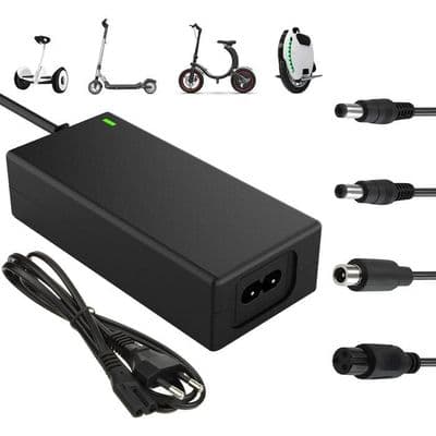 Batterioplader til el-scootere, 42V 2A, til hoverboards, 36V, med 4 stik