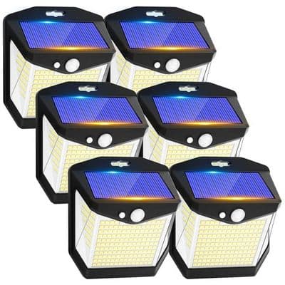 Utomhus solcellslampor med rörelsesensor - 6-pack 248 LED Vattentäta trådlösa utomhus solcellslampor