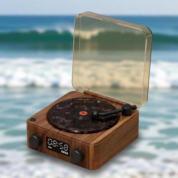 Speaker and Turntable with Adjustable Romantic Mood Lighting (3 Settings) and 4 Playback Modes, Office and Parties, 360° Surround Sound