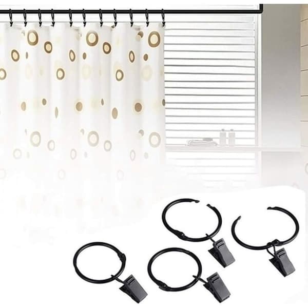 Gardinringe med clips, 25 stk., metal, nem installation