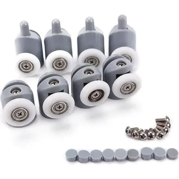 8x Justerbare doble dusjdørruller for baderom, 23 mm