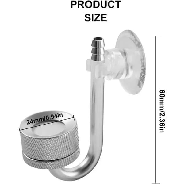 Koldioxiddiffusor, akvarium CO2-diffusor med sugkopp, för akvarium, silver