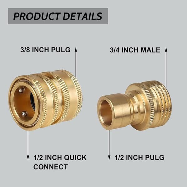 Højtryksrenseradaptere, messingfittings M22-14, lynkobling 3/8\" 1/2\"