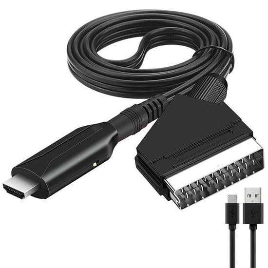 SCART-HDMI-sovitin 1080p kaapelilla – 2 porttia, 5V/1A virtalähde