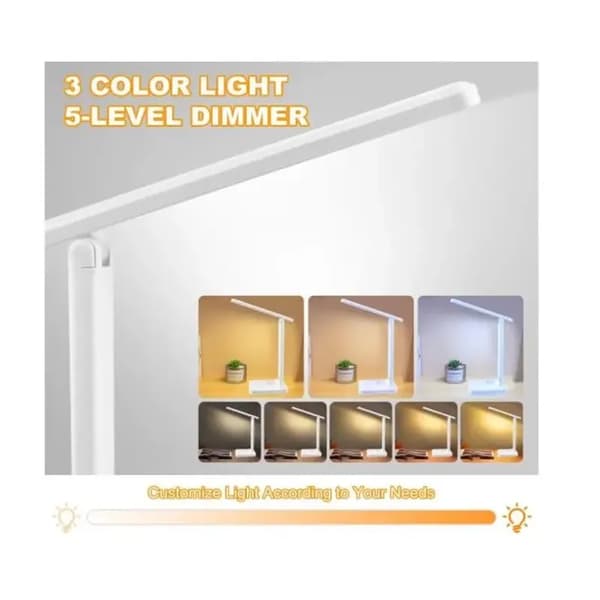 LED Skrivebordslampe - Ikke specificeret - Sammenfoldelig - 3 Farver - Dæmpbar - USB Genopladelig