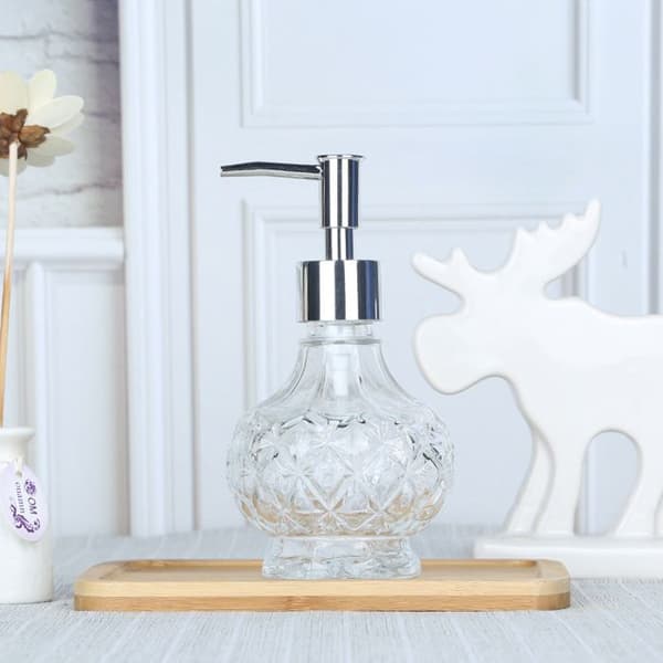 Sæbedispenser i glas, klar pumpeflaske til flydende desinfektionsmiddel, 220 ml