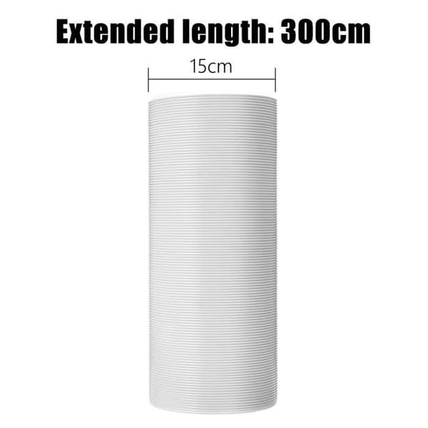 Flexibel frånluftsslang 300x15cm för luftkonditionering - Vit - Material: polypropen + ståltråd