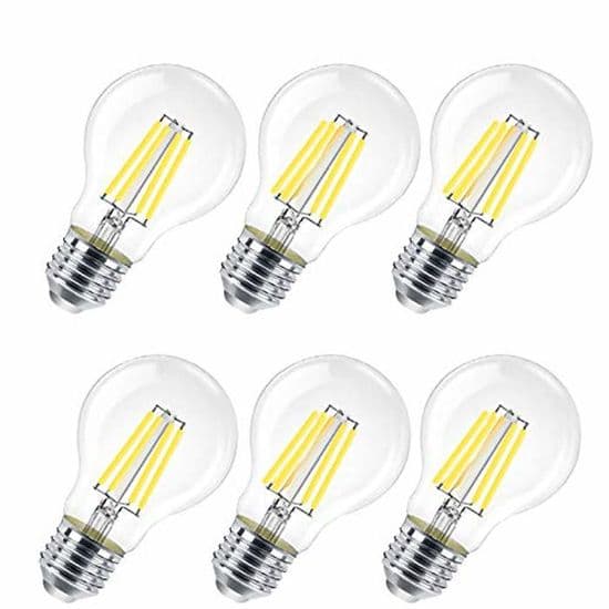 Förpackning med 6 E27 LED-lampor, 8W (motsvarande 80W), A60, klar, ej dimbar, 6500K kallvitt ljus