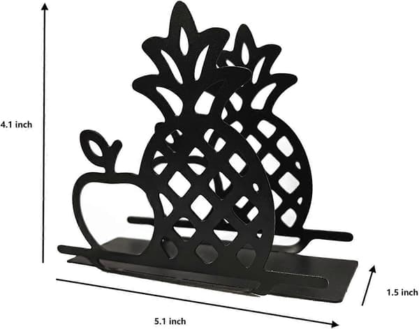 Sort metalservietholder med pladsbesparende vertikalt design til køkkenbord og fester