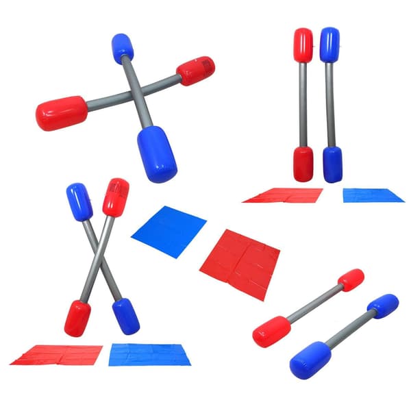 Inflatable Gladiator Game, Fun Interactive Outdoor Game with Batons, Beach Baton Kit with Mats, Inflatable Gladiator Competition Game for Kids