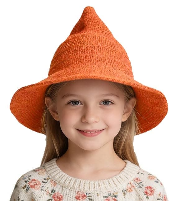Heksehat til børn foldbar bomuldsgarn Halloween cosplay-hat orange Orange