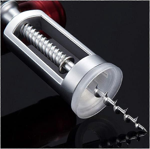 Stainless Steel Wine Opener with Ergonomic Grip, Multifunctional Corkscrew Tool for Travel, Silver