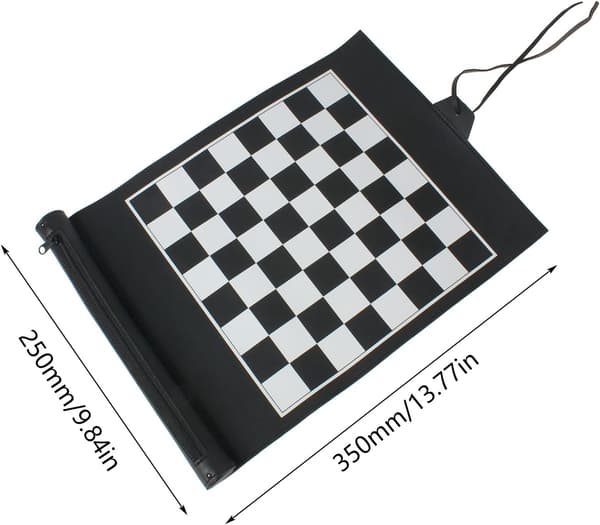 (Black) PU Rolling Chess Set Portable Chess Set