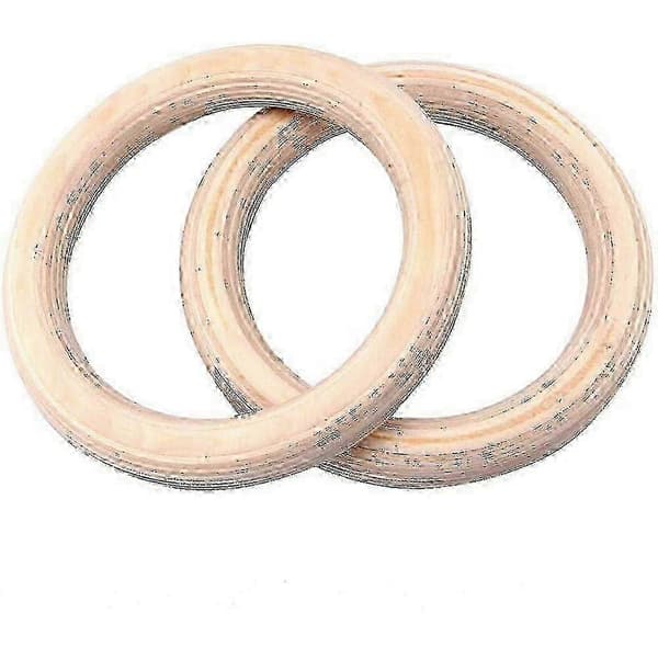 2X Gymnastikkringer i tre med justerbare nylonstropper 3 cm