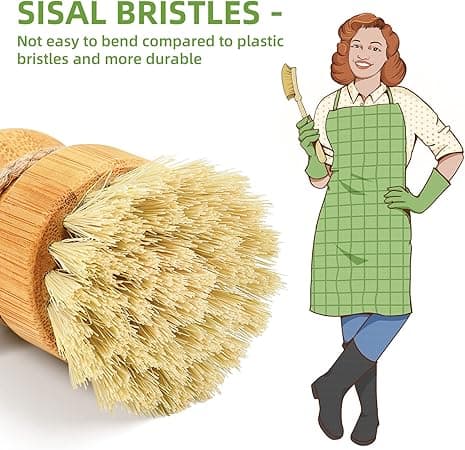 Bambusbørste for vask, Naturlig Treoppvask