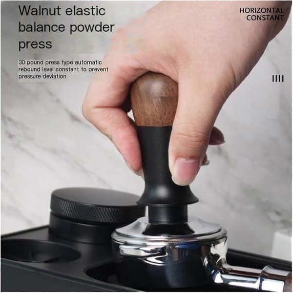 51 mm kaffetamper i rustfritt stål med fjærfunksjon og anti-offset flat bunn for espresso