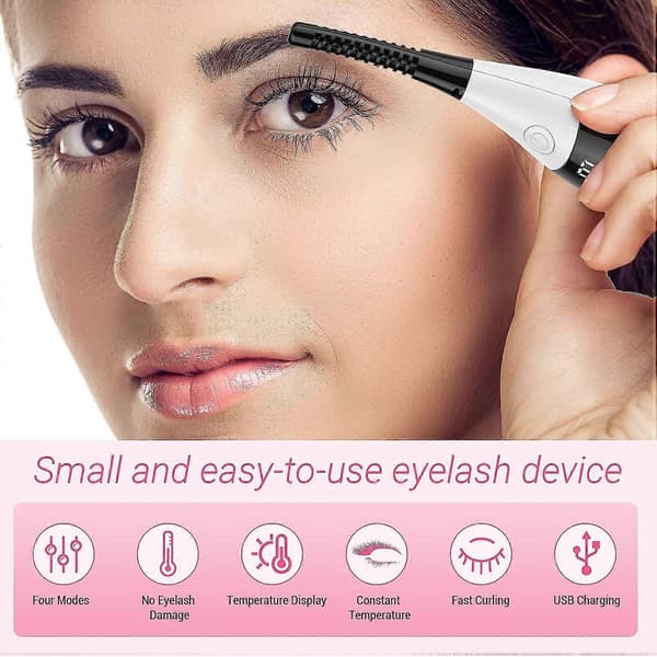 Heated Eyelash Curler Electric Eyelash Curler with USB Rechargeable Heating, 4 Temperature Adjustable, 1 pc