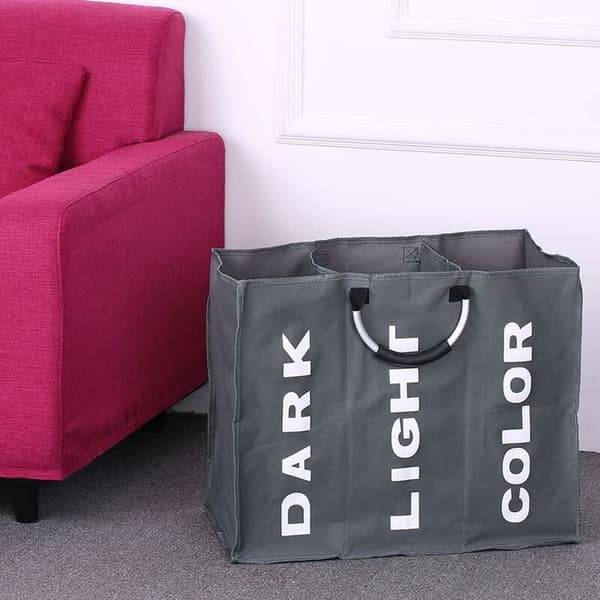 Laundry basket with compartments - Large foldable compartments - Storage bag for dirty clothes - with Aluminum handles