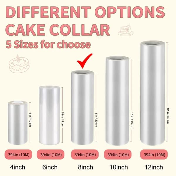 Clear Acetate Cake Collar Roll for Chocolate Mousse Cake Decoration, 8 Inch x 394 Inch