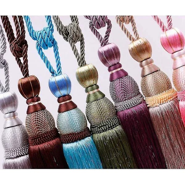 2 Pcs Curtain Tiebacks Soft Polyester Tassel Curtain Tiebacks for Living Room Thin Curtains Army Green