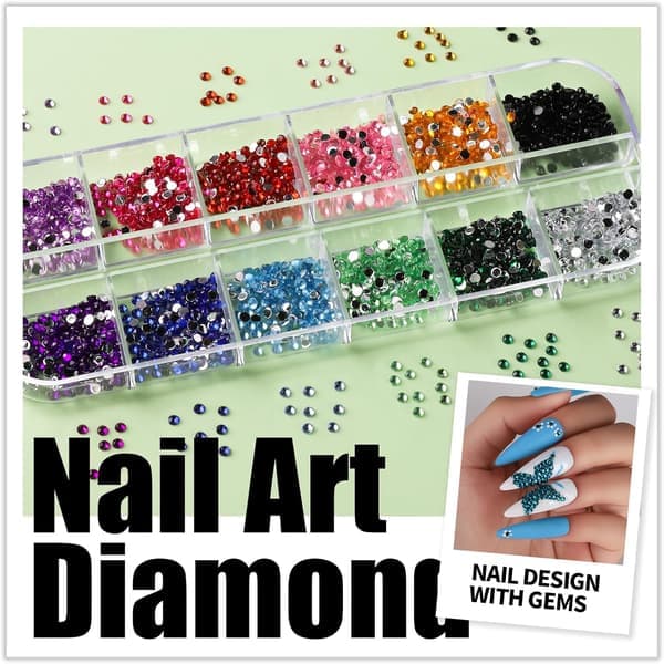 Nail Art Kit with Nail Glitter, Art Brushes and Pens for Gel Nails, Gemstones, Accessory Tools