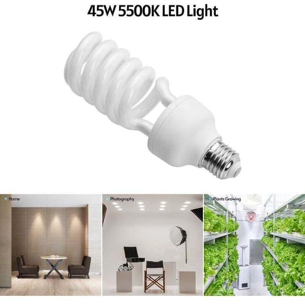 Anoer Spiral Fluorescent Lamp 45W 5500K Daylight E27 Socket Energy Saving Bulb for Studio Video Lighting, EU AC220V