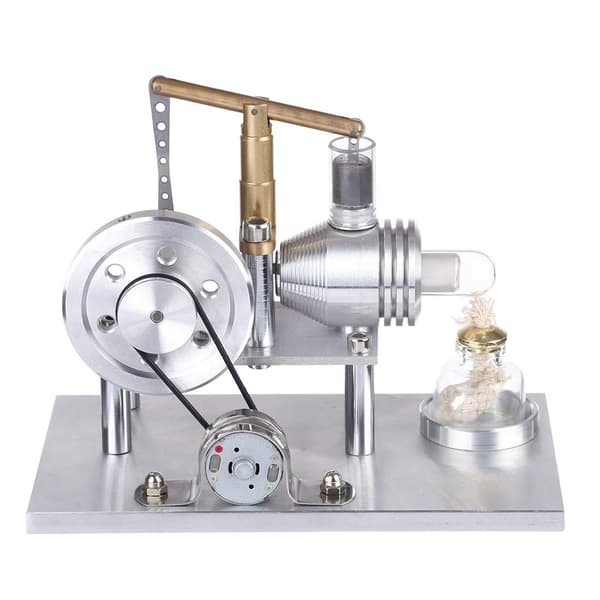 Hot Air Stirling Engine Model Building Kit, DIY Balance Beam Style Stirling Engine Assembly Kit with LED Light, Stirling Engine Construction Set Type 4 Type 4