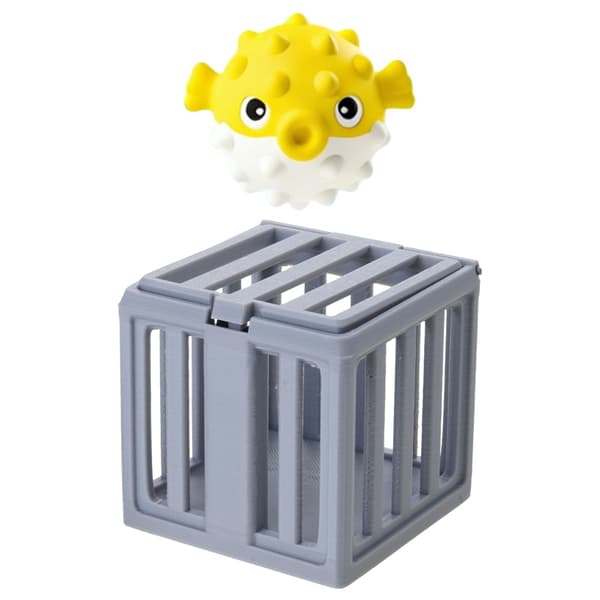 Interactive pool toy with diving cage and animals to encourage underwater exploration and team play while swimming Puffer Fish Puffer Fish