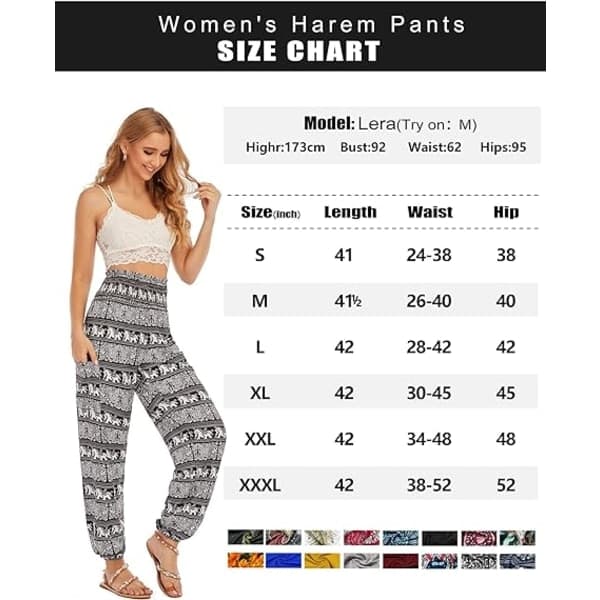 IC 2-pack Dam Harembyxor, Hög Midja Yoga Boho Byxor med Fickor -KK