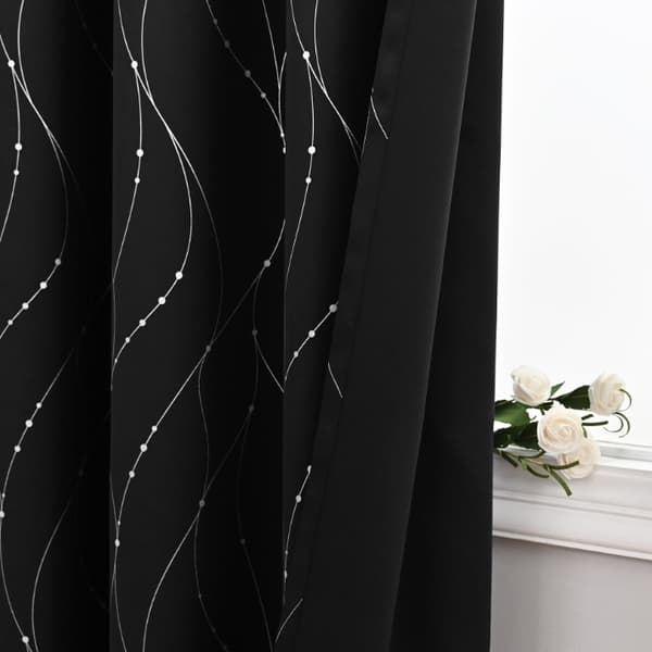 Blackout-gardiner med öljetter, 1 st, texturerad vågdesign för sovrum, 100x200 cm