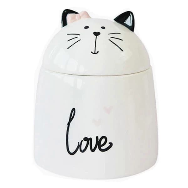 Cartoon White Cute Ceramic Collection Memory Jar Cat Shaped Ceramic Storage Jar