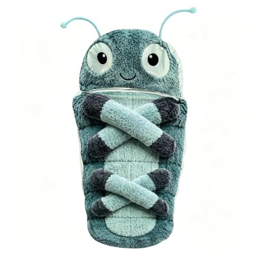 Caterpillar Sleeping Bag for Adults, Plush Cocoon Chair with Adjustable Drawstring, Portable Sleeping Bag for Indoor Napping, Reading, Dorms, Bedrooms Blue blue