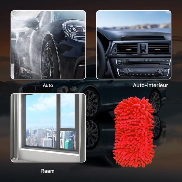 2 Microfiber Car Wash Gloves Chenille Double-Sided Scratch-Free Lint-Free Absorbent Red