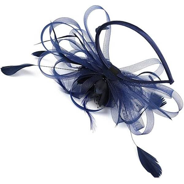 Elegant fascinator til kvinder, hat med fjer, hårklemme, tilbehør