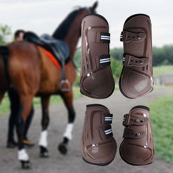 4x Hestebeskyttere Beinbelegg Støtdempende ridebeskyttelse brun L brown L
