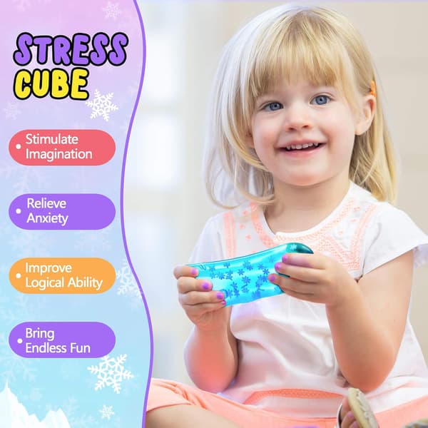 Lysende Snefnug Squishy Stresskube, Sensorisk Fidget-legetøj til autisme og angstlindring, Påskekurvfyld blå blue