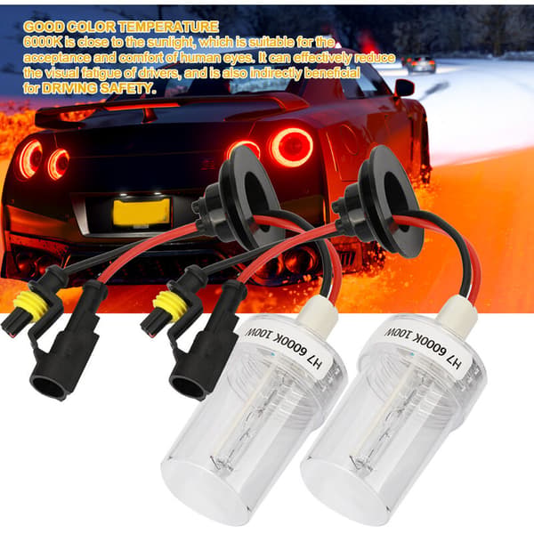 2 stk 100W H7 6000K Xenon-frontlykter for bil, frontlyspærer med høy lysstyrke