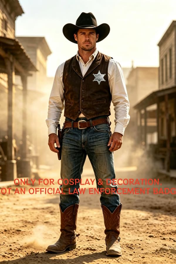 Western Sheriff-merke, Sheriff-merke, Gave til Sheriff-cosplayere, Gave til festposer Sølvfarget Silvery