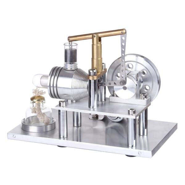 Hot Air Stirling Engine Model Building Kit, DIY Balance Beam Style Stirling Engine Assembly Kit with LED Light, Stirling Engine Construction Set Type 4 Type 4