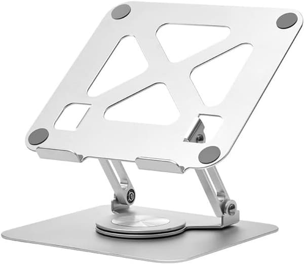 Sølv sammenleggbart roterbart laptopstativ – ergonomisk, høydejusterbart, for 10-17,3 \" laptoper
