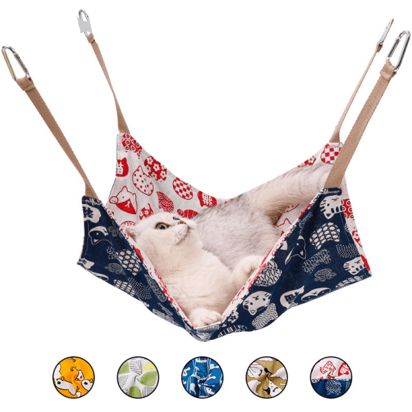 Pet Hammock for Cat - Breathable Swing Hammock Cat Bed - Stylish and Comfortable - Perfect for Cats - Blue Red