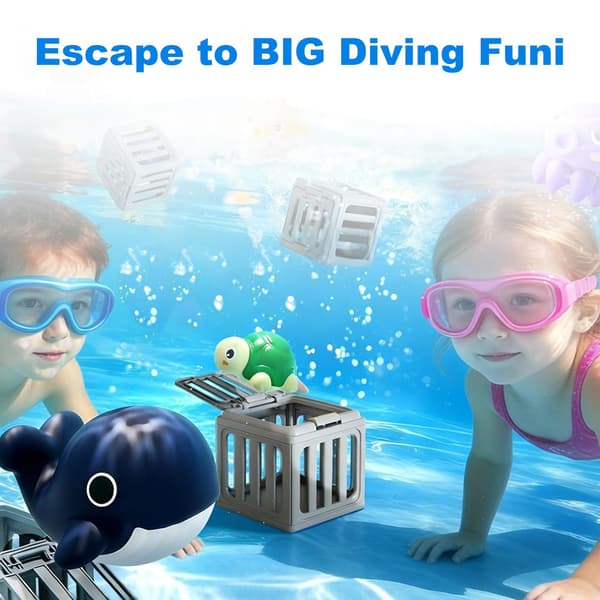 Interactive pool toy with diving cage and animals to encourage underwater exploration and team play while swimming 6pcs Set 6pcs Set
